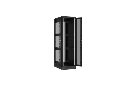 Напольный шкаф NIKOMAX серии TFR-R2 19", 42U, двустворчатые перфорированные двери, металлические стенки, Ш600хВ2010хГ1000мм, в разобранном виде, черный