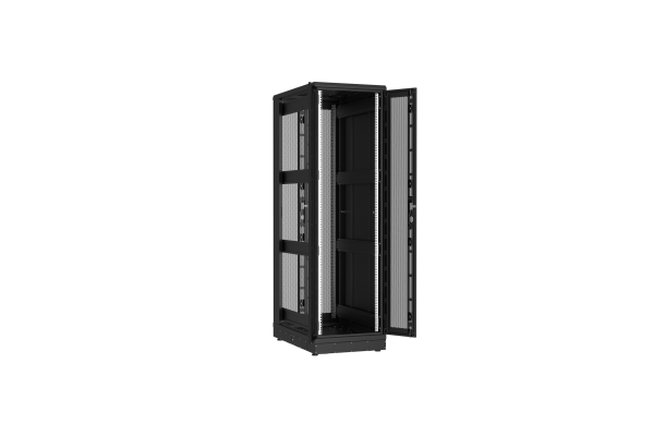 Напольный шкаф NIKOMAX серии TFR-R2 19", 42U, двустворчатые перфорированные двери, металлические стенки, Ш600хВ2010хГ1000мм, в разобранном виде, черный