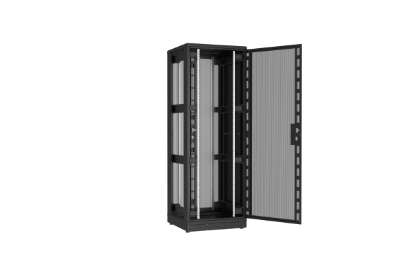 Напольный шкаф NIKOMAX серии TFR-R2 19", 47U, двери перфорированные, одностворчатая и двустворчатая, металлические стенки, Ш800хВ2232хГ800мм, в разобранном виде, черный