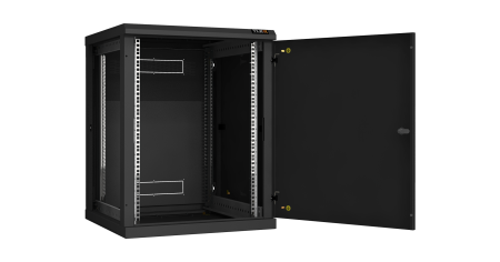 Настенный разборный шкаф NIKOMAX 19", 15U, металлическая дверь, Ш600хВ770хГ600мм, 2 пары монтажных направляющих, черный