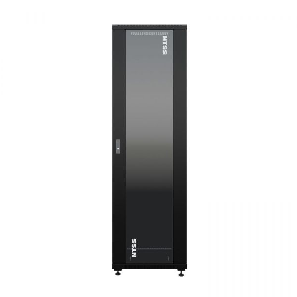 Шкаф напольный универсальный серверный NTSS R 42U 600х600мм, 4 профиля 19, двери стекло и сплошная металл, боковые стенки съемные, регулируемые опоры,