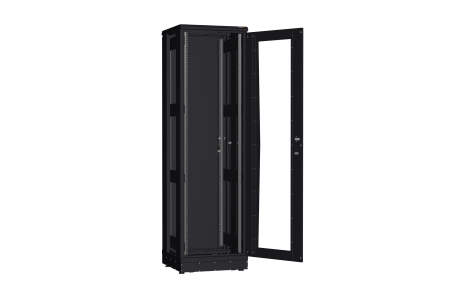 Напольный шкаф NIKOMAX серии TFR-R2 19", 42U, дверь со стеклом и металлическая, металлические стенки, Ш600хВ2010хГ600мм, в разобранном виде, черный