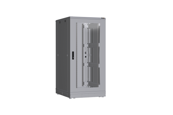 Напольный шкаф NIKOMAX серии TFR-R2 19", 33U, дверь со стеклом и металлическая , металлические стенки, Ш800хВ1702хГ1000мм, в разобранном виде, серый
