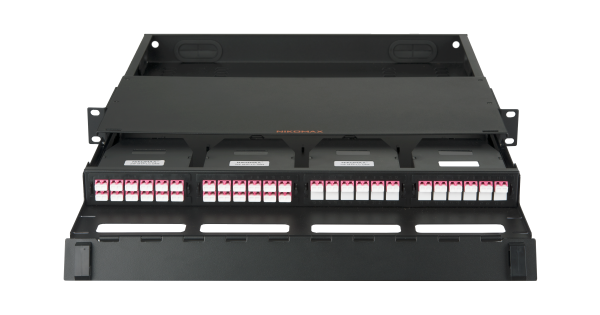 Оптический кросс NIKOMAX 19" серии CM, 1U, до 4 кассетных модулей/ панелей, выдвижной, черный