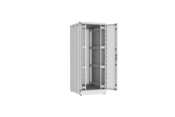 Напольный шкаф NIKOMAX серии TFR-R2 19", 42U, двустворчатые перфорированные двери, металлические стенки, Ш800хВ2010хГ1000мм, в разобранном виде, серый