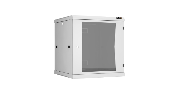 Настенный разборный шкаф NIKOMAX 19", 12U, стеклянная дверь, Ш600хВ636хГ600мм, 2 пары монтажных направляющих, серый