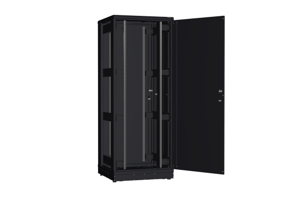 Напольный шкаф NIKOMAX серии TFR-R2 19", 42U, металлические двери, металлические стенки, Ш800хВ2010хГ800мм, в разобранном виде, черный