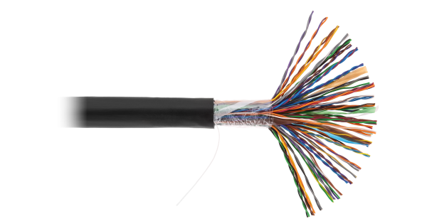 Кабель NETLAN U/UTP 50 пар, Кат.5 (Класс D), 100МГц, одножильный, BC (чистая медь), полиэтилен, внешний, до -40C, черный, 305м - гарантия 1 год