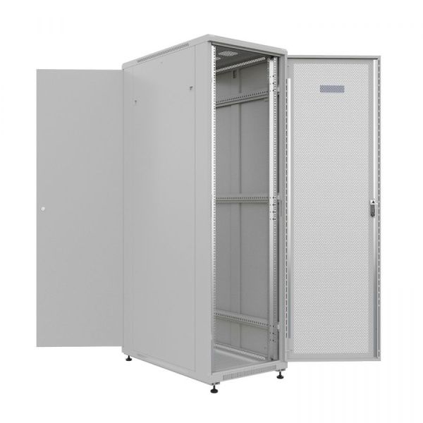 Шкаф напольный универсальный серверный NTSS R 22U 600х1000мм, 4 профиля 19, двери перфорированная и сплошная металл, боковые стенки съемные, регулируе