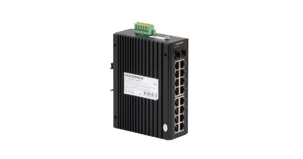 Управляемый промышленный L2+ коммутатор NIKOMAX, 16*10/100/1000Мбит/с PoE (af/at), 2*1/2.5/10Гбит/с SFP+, Крепление на DIN-рейку, 2*ввода питания, питание 44-57В (блок питания 240Вт поставляется отдельно), -40С +75С.
