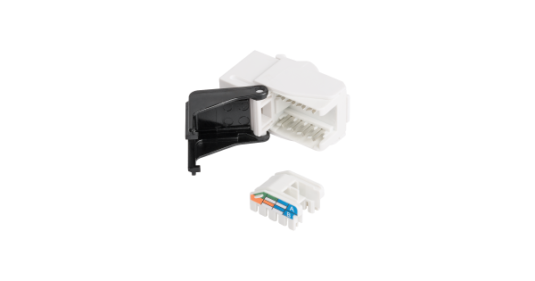 Модуль-вставка NIKOMAX типа Keystone, Кат.6 (Класс E), 250МГц, RJ45/8P8C, самозажимной, T568A/B, неэкранированный, белый - гарантия: 5 лет расширенная / 25 лет системная