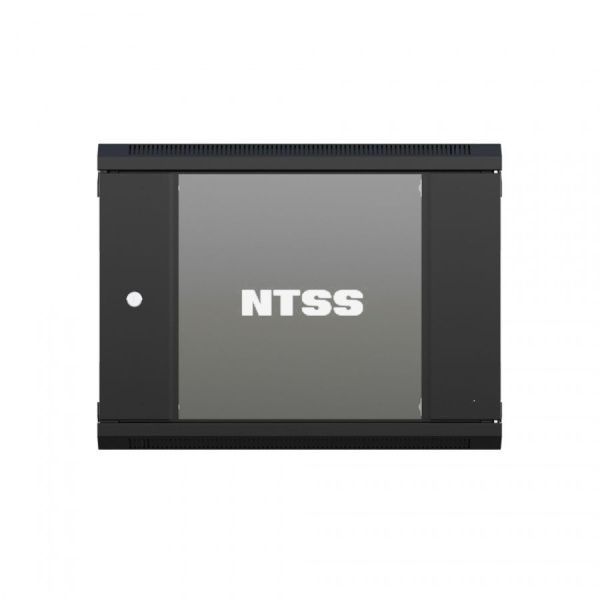 Шкаф настенный телекоммуникационный NTSS W 12U 600х600х635мм, 2 профиля 19, дверь стеклянная, боковые стенки съемные, задняя стенка, разобранный, черн