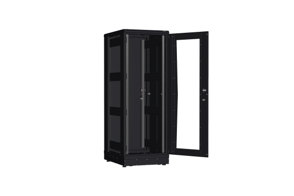 Напольный шкаф NIKOMAX серии TFR-R2 19", 33U, дверь со стеклом и металлическая, металлические стенки, Ш600хВ1702хГ800мм, в разобранном виде, черный