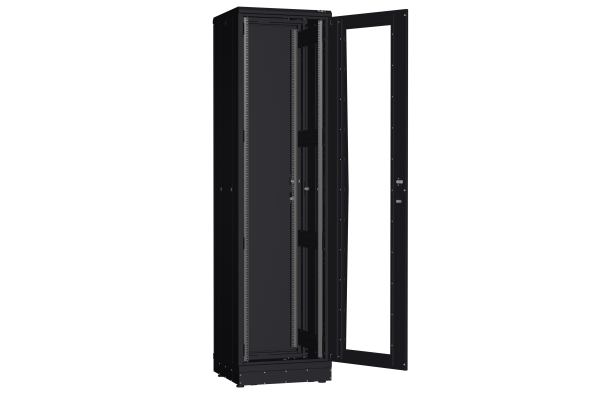 Напольный шкаф NIKOMAX серии TFR-R2 19", 47U, дверь со стеклом и металлическая, металлические стенки, Ш600хВ2232хГ600мм, в разобранном виде, черный