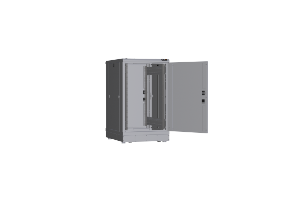 Напольный шкаф NIKOMAX серии TFR-R2 19", 18U,металлические двери, металлические стенки, Ш600хВ1007хГ800мм, в разобранном виде, серый