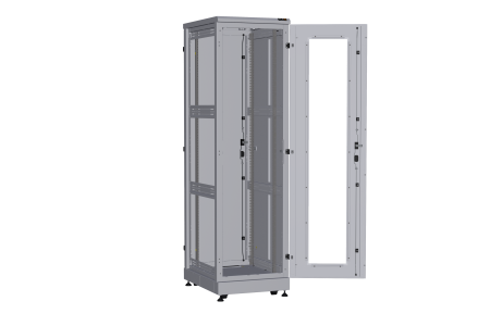 Напольный шкаф NIKOMAX серии TFA-R 19", 42U, дверь со стеклом и металлическая, металлические стенки, Ш600хВ2114хГ800мм, в разобранном виде, серый