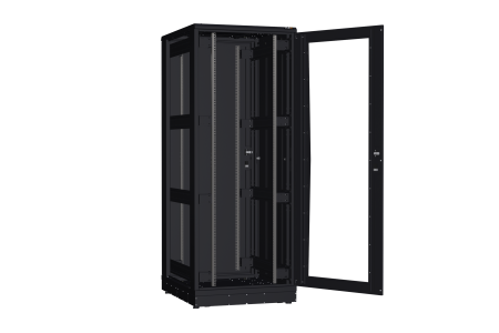 Напольный шкаф NIKOMAX серии TFR-R2 19", 42U, дверь со стеклом и металлическая, металлические стенки, Ш800хВ2010хГ1000мм, в разобранном виде, черный