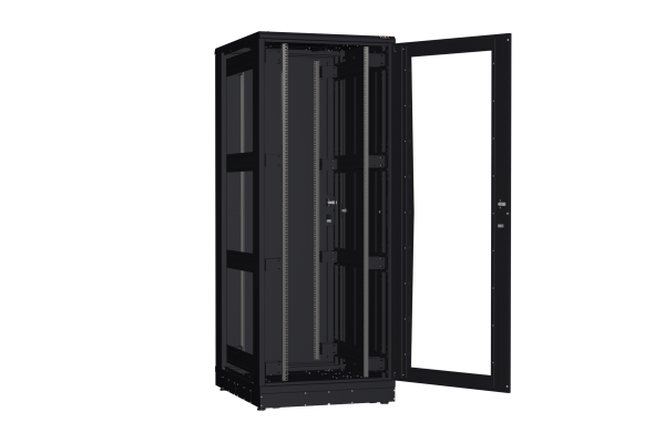 Напольный шкаф NIKOMAX серии TFR-R2 19", 42U, дверь со стеклом и металлическая, металлические стенки, Ш800хВ2010хГ1000мм, в разобранном виде, черный