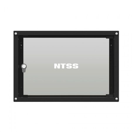 Шкаф настенный телекоммуникационный NTSS LIME 6U 550х600х370мм, 2 профиля 19, дверь стеклянная, боковые стенки несъемные, разобранный, черный RAL 9005