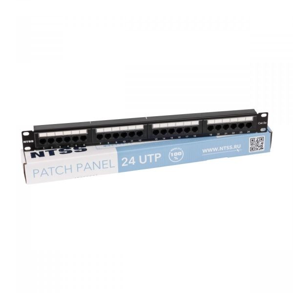 Патч-панель NTSS 24 UTP порта RJ45, cat.5е, 1U, Dual IDC, без органайзера