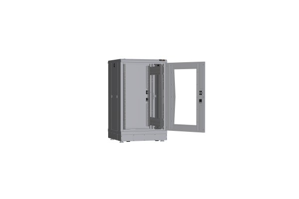 Напольный шкаф NIKOMAX серии TFR-R2 19", 18U, дверь со стеклом и металлическая, металлические стенки, Ш600хВ1007хГ600мм, в разобранном виде, серый