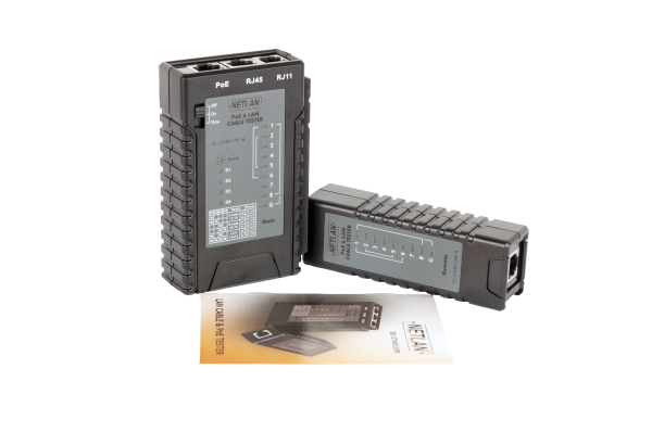Кабельный тестер NETLAN, UTP/STP, RJ45, RJ12, RJ11, с функцией определения PoE