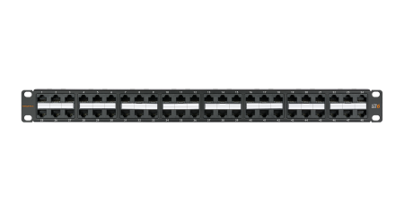 Коммутационная панель NIKOMAX 19", 1U, 48 портов, Кат.6 (Класс E), 250МГц, RJ45/8P8C, 110/KRONE, T568A/B, неэкранированная, с органайзером, черная - гарантия: 5 лет расширенная / 25 лет системная