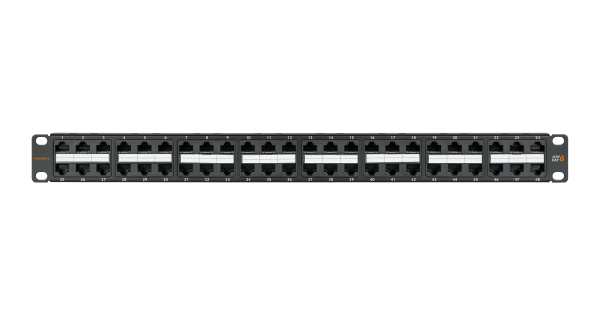 Коммутационная панель NIKOMAX 19", 1U, 48 портов, Кат.6 (Класс E), 250МГц, RJ45/8P8C, 110/KRONE, T568A/B, неэкранированная, с органайзером, черная - гарантия: 5 лет расширенная / 25 лет системная