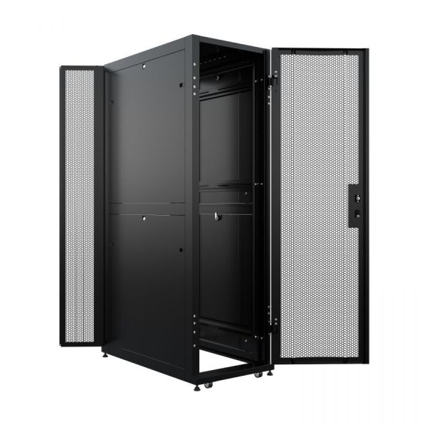 Шкаф напольный серверный NTSS ПРОЦОД DS 42U 600х1070мм, двойные боковые стенки, панель потолка с щеточными вводами, двери перфорированная и перфориров
