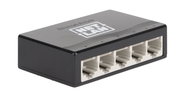Коммутатор NETLAN, неуправляемый, 4*10/100Мбит/с PoE (af/at), 1*100Мбит/с RJ45, 1* DC52V/0.92A, PoE бюджет 48W