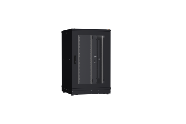Напольный шкаф NIKOMAX серии TFR-R2 19", 24U, дверь со стеклом и металлическая, металлические стенки, Ш800хВ1280хГ800мм, в разобранном виде, черный