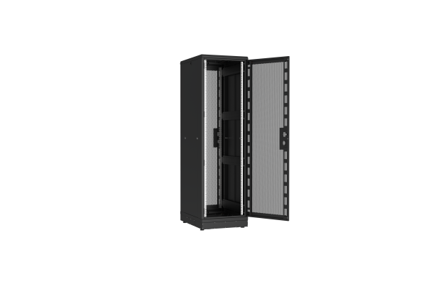 Напольный шкаф NIKOMAX серии TFR-R2 19", 42U, перфорированные двери, металлические стенки, Ш600хВ2010хГ800мм, в разобранном виде, черный