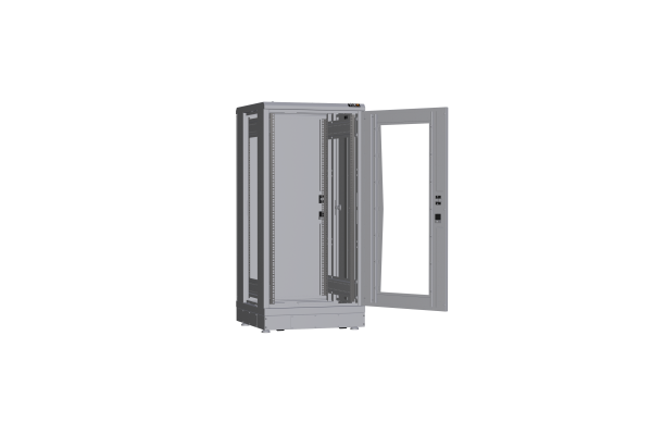 Напольный шкаф NIKOMAX серии TFR-R2 19", 24U, дверь со стеклом и металлическая, металлические стенки, Ш600хВ1280хГ600мм, в разобранном виде, серый