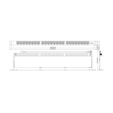 Патч-панель NTSS PREMIUM 0.5U 24 порта RJ45 FTP cat.6, Krone IDC (инструмент в комплекте) с задним кабельным органайзером