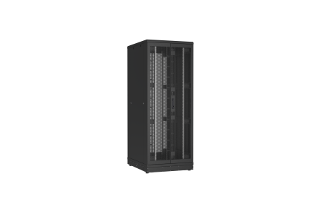 Напольный шкаф NIKOMAX серии TFR-R2 19", 42U, двустворчатые перфорированные двери, металлические стенки, Ш800хВ2010хГ1000мм, в разобранном виде, черный