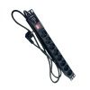 Блок розеток NTSS, 19", 1U, алюминий, 1ф16A, 3.7кВт, (8) Schuko CEE 7/7, выкл. с подсв.и крыш., 1.8м каб., вил. Schuko