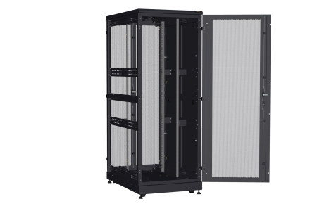 Напольный шкаф NIKOMAX серии TFA-R 19", 42U, двери перфорированные, одностворчатая и двустворчатая, металлические двухуровневые стенки, Ш800хВ2114хГ1200мм, в разобранном виде, черный