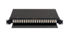 Оптический кросс NIKOMAX 19" Premium Line, 1U, укомплектованный на 48 портов LC/UPC (24 двойных LC/UPC адаптеров), MM 50/125 OM2, выдвижной, с полкой,  черный, в комплекте: адаптеры, монтажные шнуры 1м, сплайс-кассета с крышкой, гильзы
