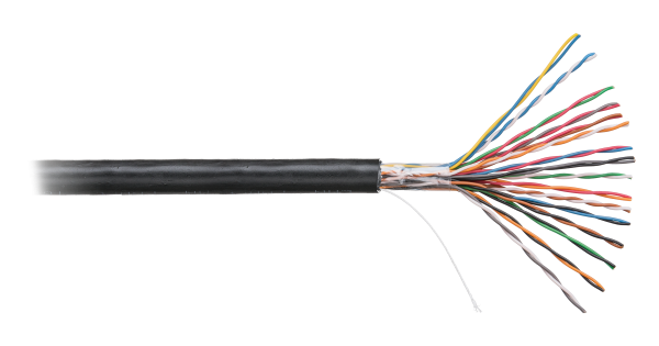 Кабель NETLAN U/UTP 16 пар, Кат.5 (Класс D), 100МГц, одножильный, BC (чистая медь), полиэтилен, внешний, до -40C, черный, 305м - гарантия 1 год