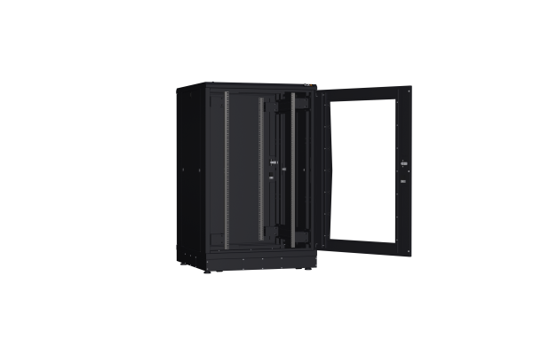 Напольный шкаф NIKOMAX серии TFR-R2 19", 24U, дверь со стеклом и металлическая, металлические стенки, Ш800хВ1280хГ800мм, в разобранном виде, черный