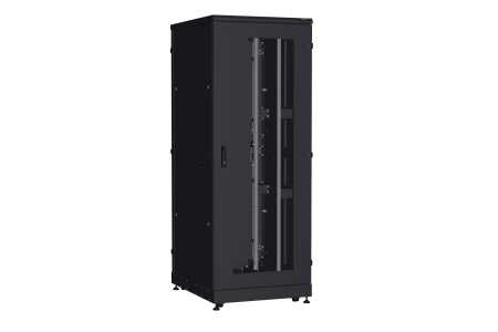 Напольный шкаф NIKOMAX серии TFA-R 19", 42U, дверь со стеклом и металлическая, металлические двухуровневые стенки, Ш800хВ2114хГ1000мм, в разобранном виде, черный