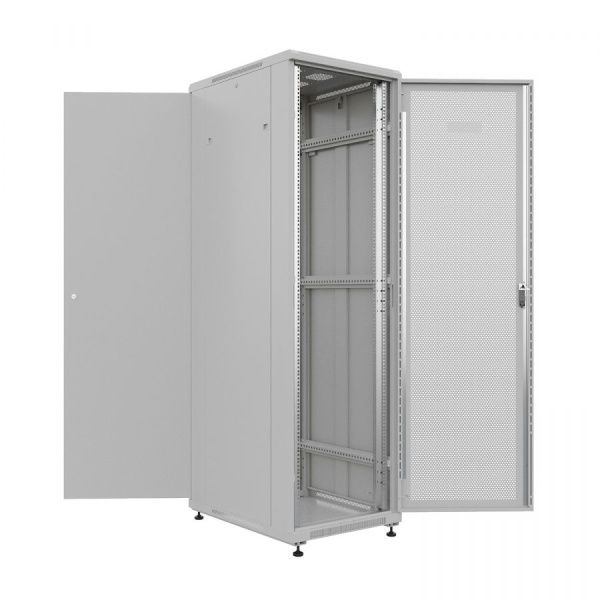 Шкаф напольный универсальный серверный NTSS R 32U 600х800мм, 4 профиля 19, двери перфорированная и сплошная металл, боковые стенки съемные, регулируем