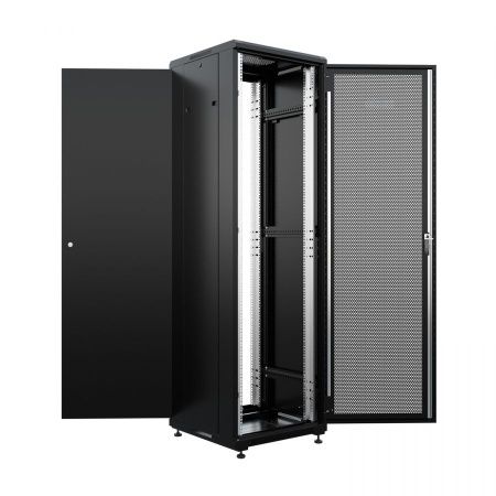 Шкаф напольный универсальный серверный NTSS R 42U 600х600мм, 4 профиля 19, двери перфорированная и сплошная металл, боковые стенки съемные, регулируем