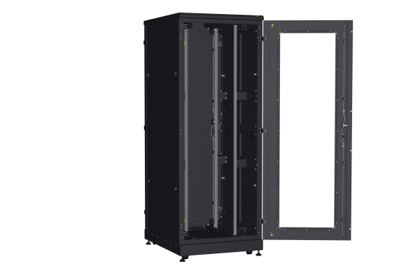 Напольный шкаф NIKOMAX серии TFA-R 19", 42U, дверь со стеклом и металлическая, металлические двухуровневые стенки, Ш800хВ2114хГ1000мм, в разобранном виде, черный