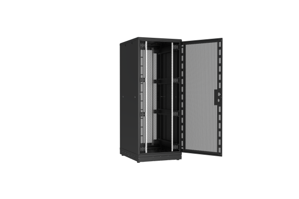 Напольный шкаф NIKOMAX серии TFR-R2 19", 42U, двери перфорированные, одностворчатая и двустворчатая, металлические стенки, Ш800хВ2010хГ1000мм, в разобранном виде, черный