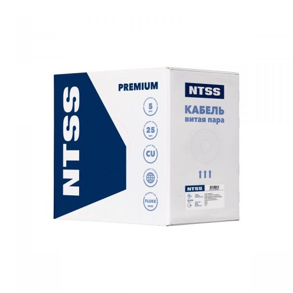 Кабель витая пара NTSS PREMIUM F/UTP 6кат 4 пары одножильный 23AWG LSZH внутренний нг(А)-HF 305м серый
