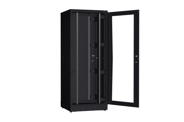 Напольный шкаф NIKOMAX серии TFR-R2 19", 42U, дверь со стеклом и металлическая, металлические стенки, Ш800хВ2010хГ800мм, в разобранном виде, черный
