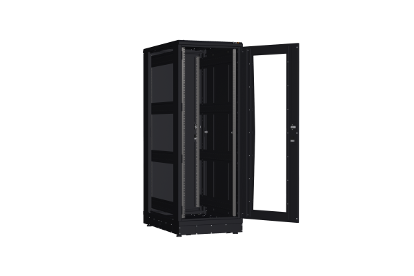 Напольный шкаф NIKOMAX серии TFR-R2 19", 33U, дверь со стеклом и металлическая, металлические стенки, Ш600хВ1702хГ1000мм, в разобранном виде, черный
