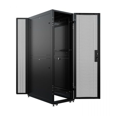 Шкаф напольный серверный NTSS ПРОЦОД DS 48U 750х1200мм, двойные боковые стенки, панель потолка с щеточными вводами, двери перфорированная и перфориров