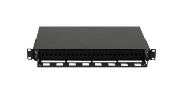 Оптический кросс NIKOMAX 19" Premium Line, 1U, до 24 FC порта или 24 ST порта, выдвижной, со съёмной полкой, черный